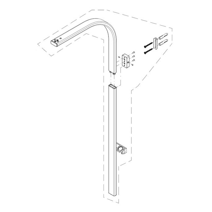 HSK E98595-10-41 douchestang met buis voor douchekop, glijstuk en aansluiting voor RS AquaTray showerset chroom