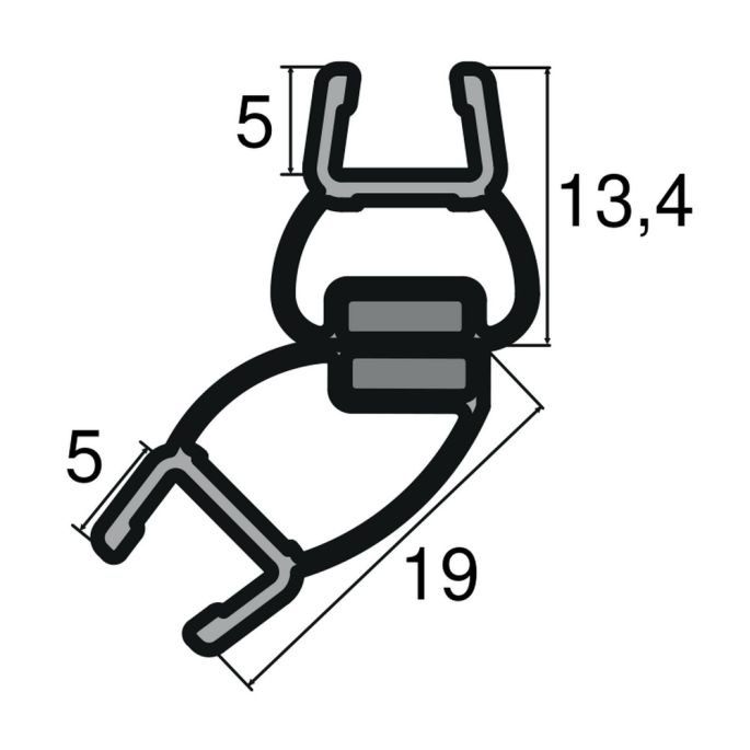 Huppe universeel 070266 set magneetlijsten 135° voor vijfhoek, 202,5cm / 6mm