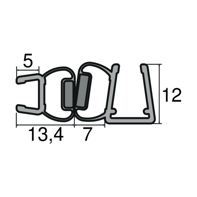 Huppe universeel 070269 set magneetlijsten 90° voor hoekoplossing, 202,5cm / 6mm