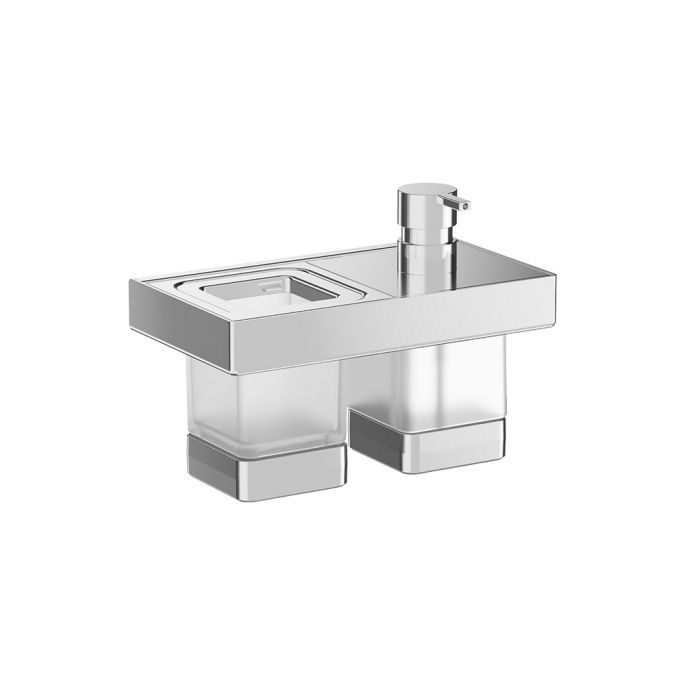 Inda Indissima A88K30CR21 wastafelset zeepdispenser en glashouder chroom/ gesatineerd glas