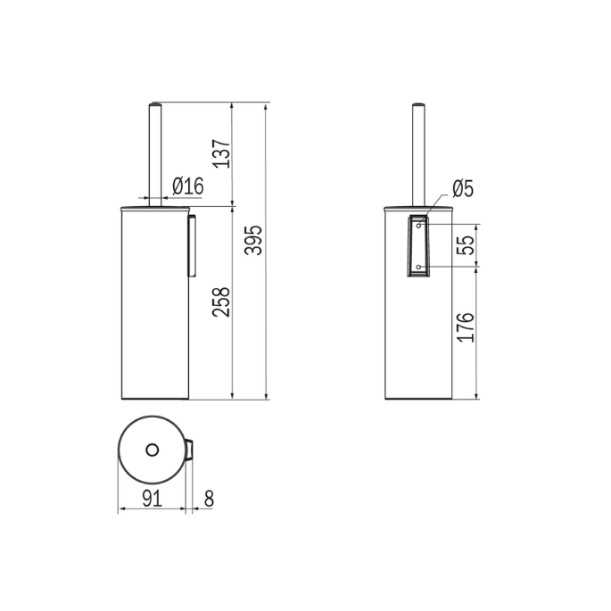 Inda MY Love AV014BCO toiletborstelgarnituur carbonio