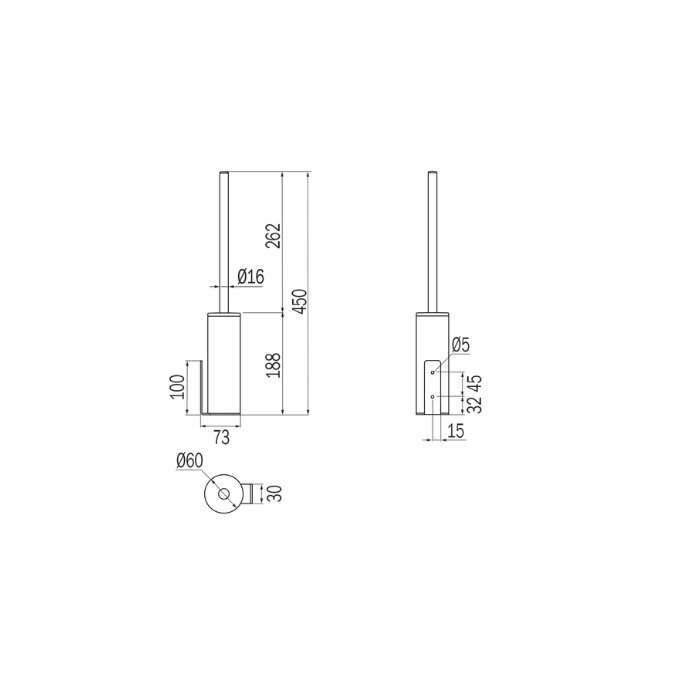 Inda MY MiniLove AV514BNS toilet brush holder wall brushed stainless steel