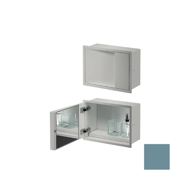 Inda MY Secret A80750AQ inbouwnis met bekerhouder, zeepdispenser en spiegel 350x260mm mat acquamarina