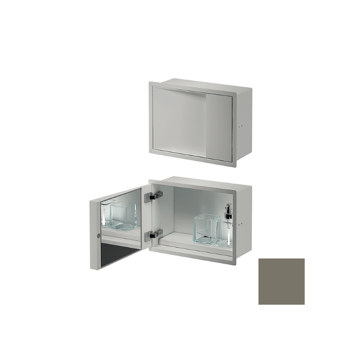 Inda MY Secret A80750CX recessed niche with cup holder, soap dispenser and mirror 350x260mm matt creta