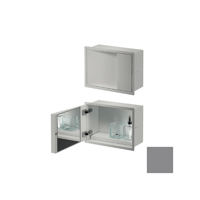 Inda MY Secret A80750TN inbouwnis met bekerhouder, zeepdispenser en spiegel 350x260mm mat titanio