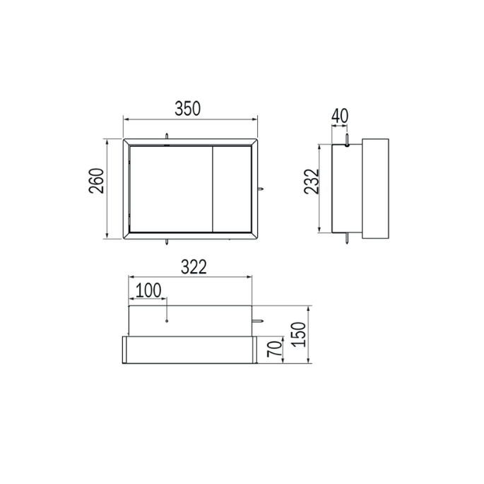 Inda MY Secret A80760WM inbouwnis met bekerhouder, zeepdispenser en spiegel 350x260mm mat wit