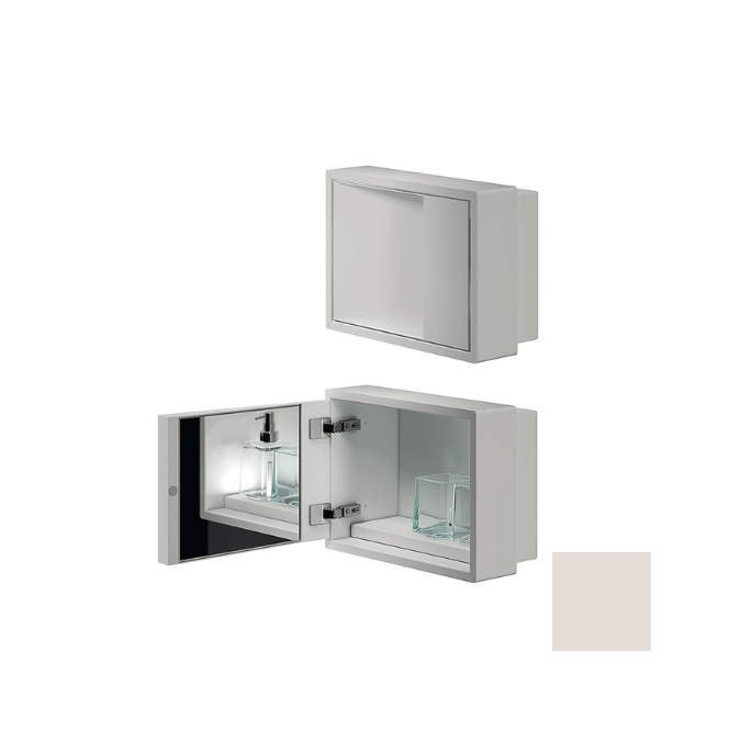 Inda MY Secret A80760MP inbouwnis met bekerhouder, zeepdispenser en spiegel 350x260mm mat perla