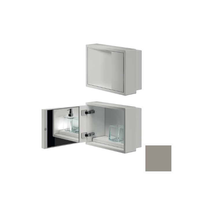 Inda MY Secret A80760PT inbouwnis met bekerhouder, zeepdispenser en spiegel 350x260mm mat platino