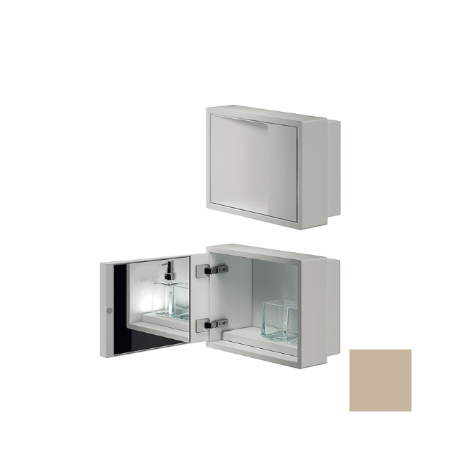 Inda MY Secret A80760TL inbouwnis met bekerhouder, zeepdispenser en spiegel 350x260mm mat terra di luna