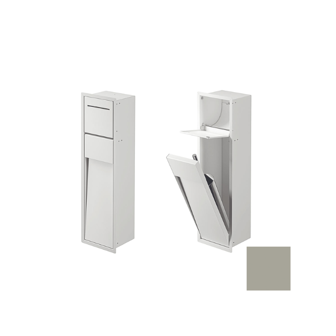 Inda MY Secret A8085AST inbouwnis met toiletrolhouder en toiletborstelgarnituur 190x660mm mat seta