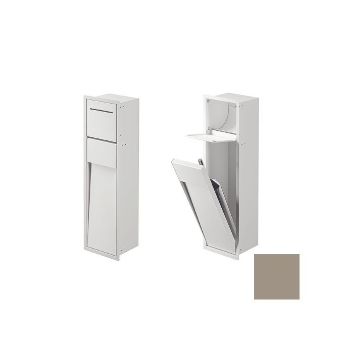 Inda MY Secret A8085AVS inbouwnis met toiletrolhouder en toiletborstelgarnituur 190x660mm mat visone