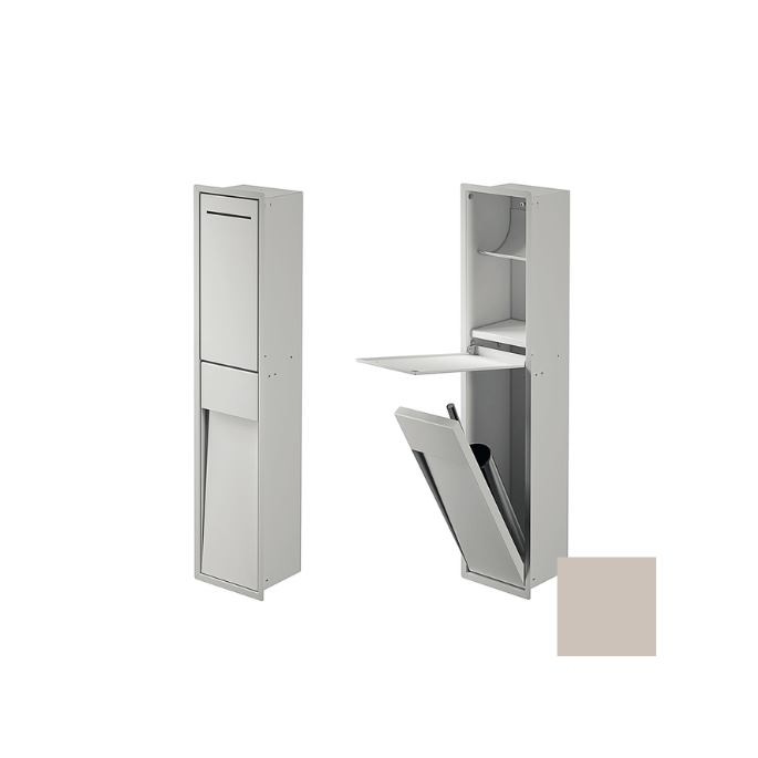 Inda MY Secret A8085CAX inbouwnis met toiletrolhouder en toiletborstelgarnituur 190x860mm mat avorio