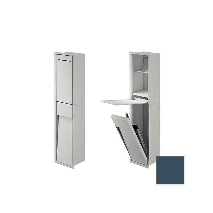 Inda MY Secret A8085CBD inbouwnis met toiletrolhouder en toiletborstelgarnituur 190x860mm mat blu denim