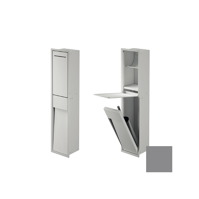 Inda MY Secret A8085CTN inbouwnis met toiletrolhouder en toiletborstelgarnituur 190x860mm mat titanio