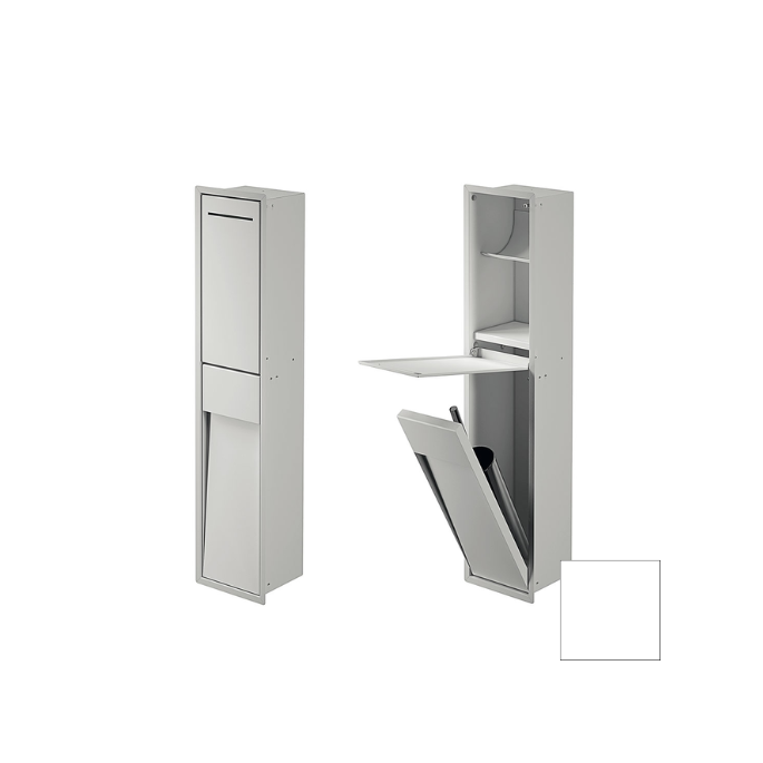 Inda MY Secret A8085CWM inbouwnis met toiletrolhouder en toiletborstelgarnituur 190x860mm mat wit