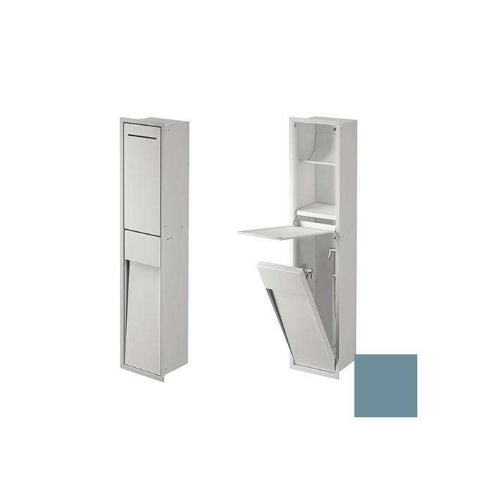 Inda MY Secret A8085DAQ inbouwnis met toiletrolhouder en hygiënische douche 190x860mm mat acquamarina