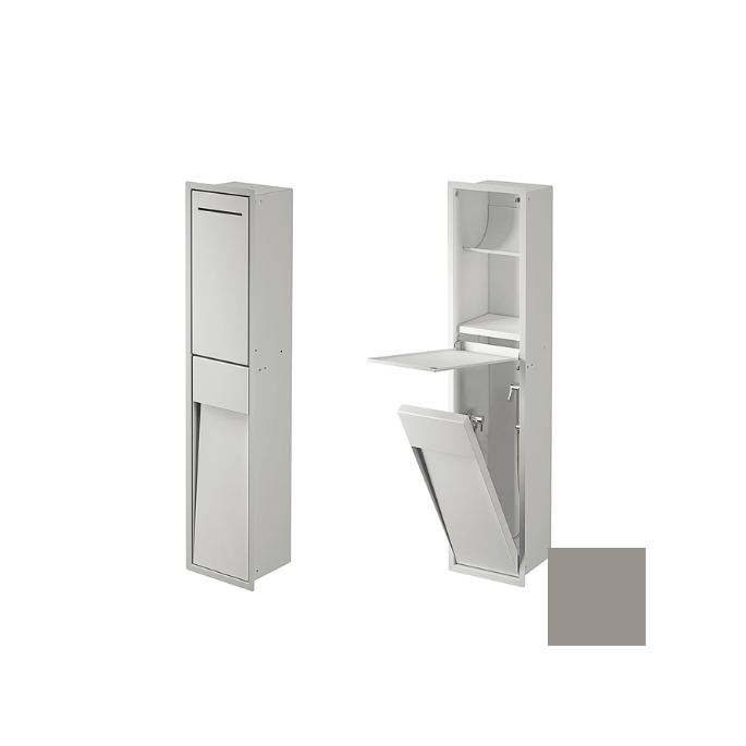 Inda MY Secret A8085DPT inbouwnis met toiletrolhouder en hygiënische douche 190x860mm mat platino