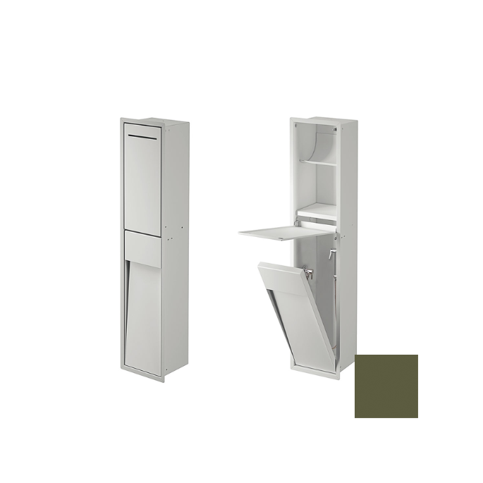 Inda MY Secret A8085DVF inbouwnis met toiletrolhouder en hygiënische douche 190x860mm mat verde felce