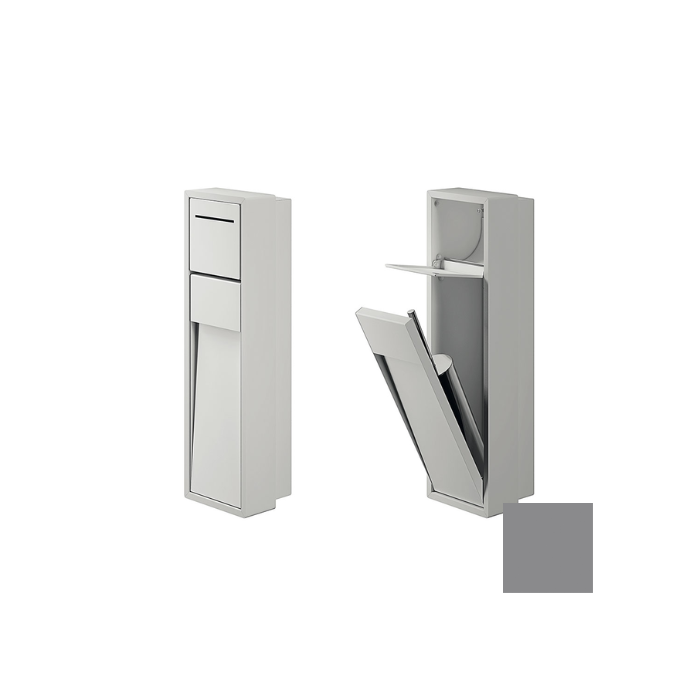 Inda MY Secret A8086ATN inbouwnis met toiletrolhouder en toiletborstelgarnituur 190x660mm mat titanio