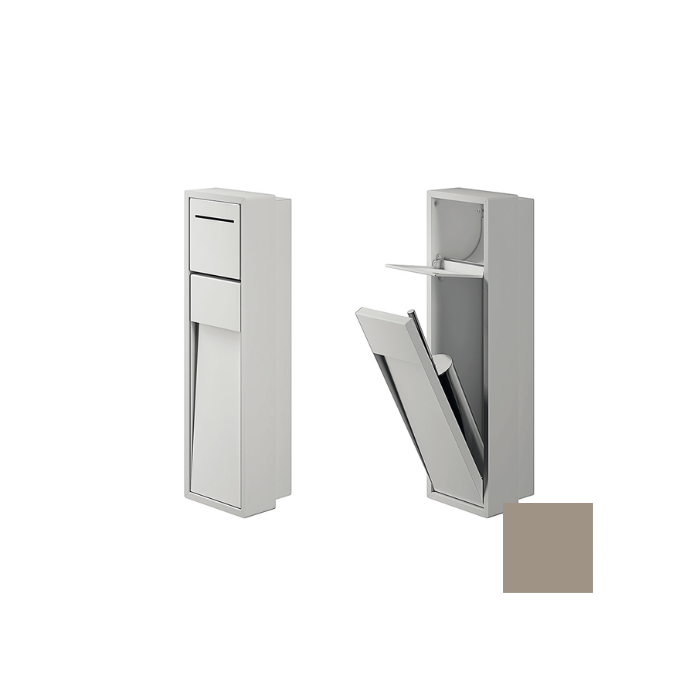 Inda MY Secret A8086AVS inbouwnis met toiletrolhouder en toiletborstelgarnituur 190x660mm mat visone