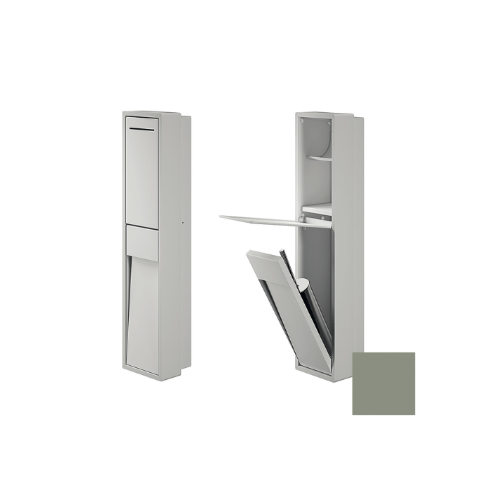 Inda MY Secret A8086CVV inbouwnis met toiletrolhouder en toiletborstelgarnituur 190x860mm mat verde salvia