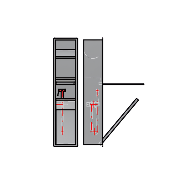 Inda MY Secret A8085DAQ inbouwnis met toiletrolhouder en hygiënische douche 190x860mm mat acquamarina