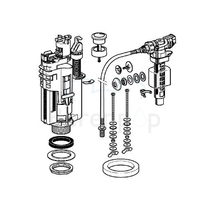 Geberit 283354KD1 Type 590-380 flush mechanism with float valve *no longer available*