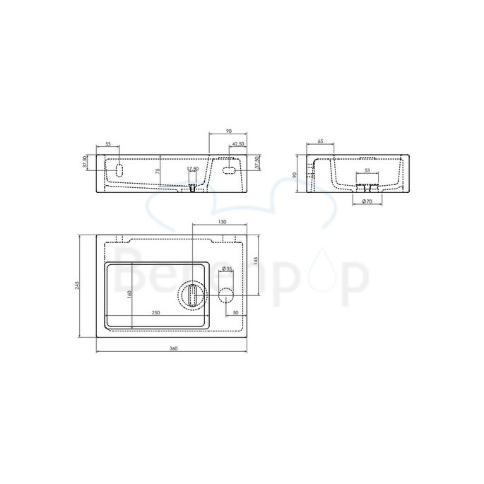 Clou Flush 2 CL0308021 mineral marmer fontein 36cm wit