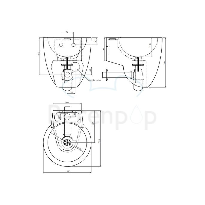 Clou Flush 6 CL0308061 mineral marble fountain 27cm white