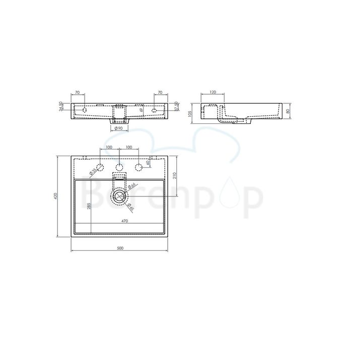 Clou Wash Me CL0201032 sink 70x42cm ceramic white
