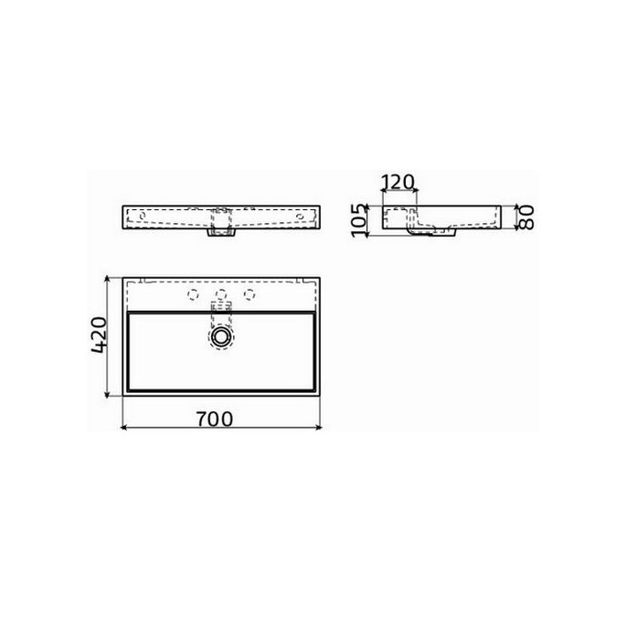 Clou Wash Me CL0226032 wastafel 70x42cm mineral marmer wit