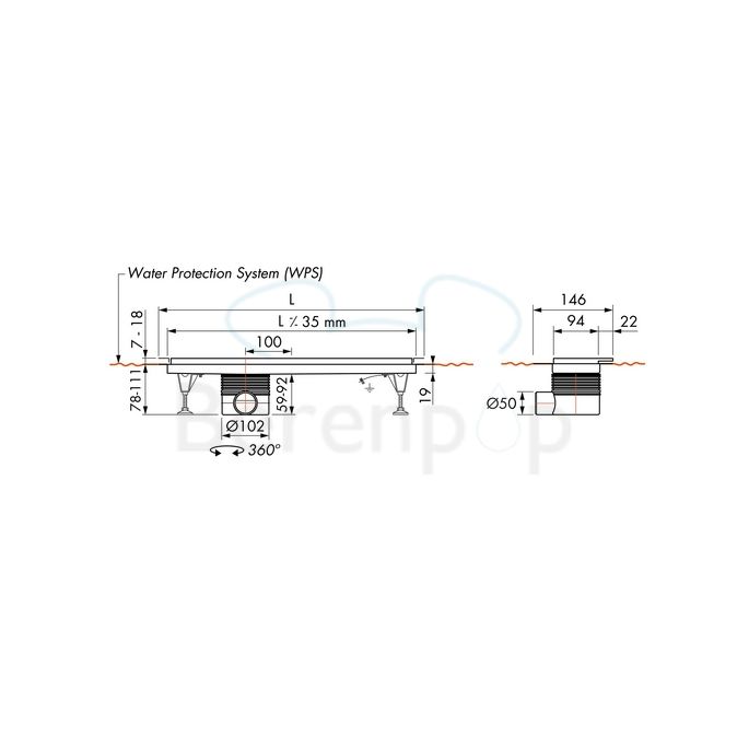Easy Drain Multi TAF Wall EDMTAFW1000 douchegoot 100cm zijuitloop