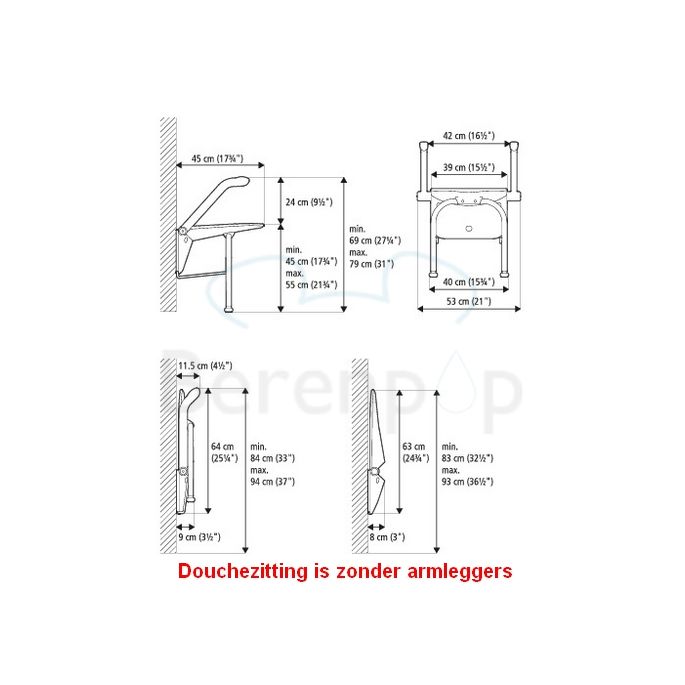 Etac Relax 81703030 Duschsitz mit Stützfüßen weiß