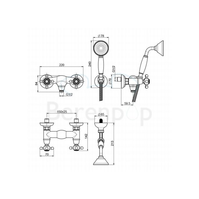 Fima Carlo Frattini Elizabeth F5085CR surface mounted shower mixer 2 handle with garnish chrome
