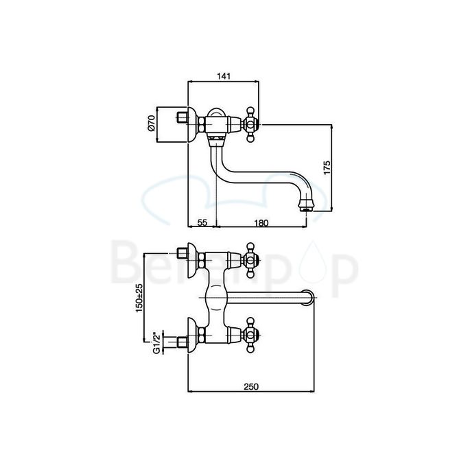 Fima Carlo Frattini Elizabeth F5086CR wall mounted kitchen faucet 2 handle chrome