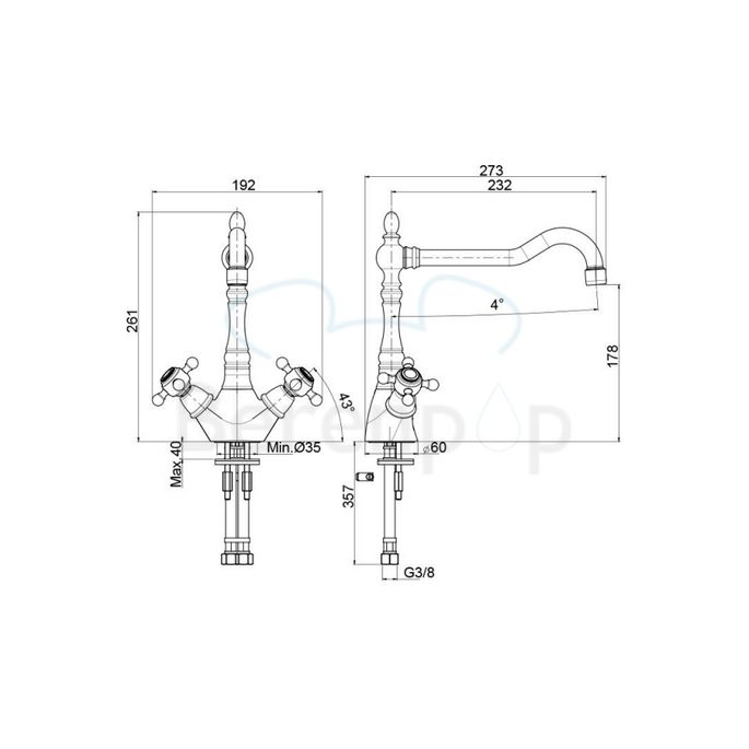 Fima Carlo Frattini Elizabeth F5087CR keukenkraan 2-greeps chroom