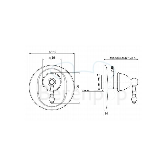 Fima Carlo Frattini Elizabeth/ Epoque F5089X1BR concealed shower mixer 1-lever without diverter (1 outlet) bronze