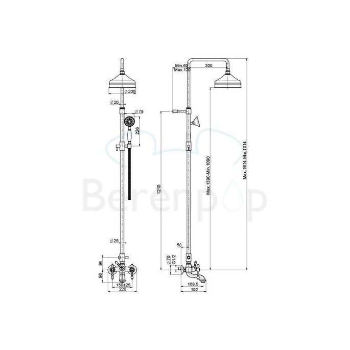 Fima Carlo Frattini Epoque F50542BR Badewannenarmatur Aufputz 2-Griff mit Duschset Bronze