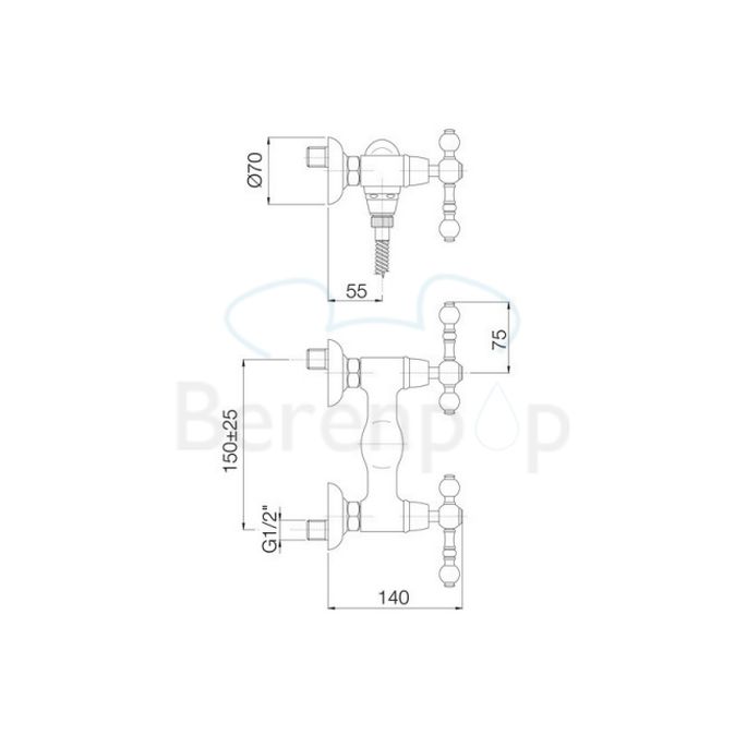 Fima Carlo Frattini Epoque F50551BR opbouw douchekraan 2-greeps brons