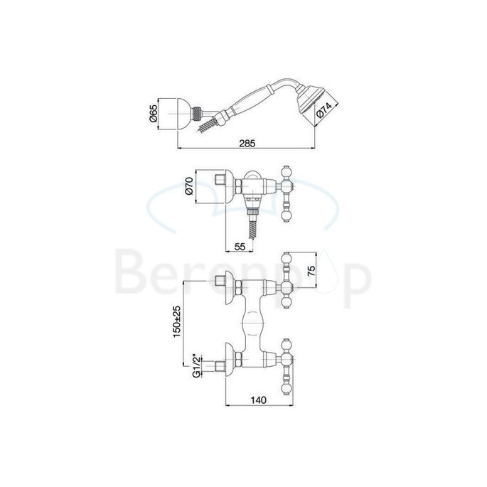 Fima Carlo Frattini Epoque F5055OR surface mounted shower faucet 2 handle with garnish gold