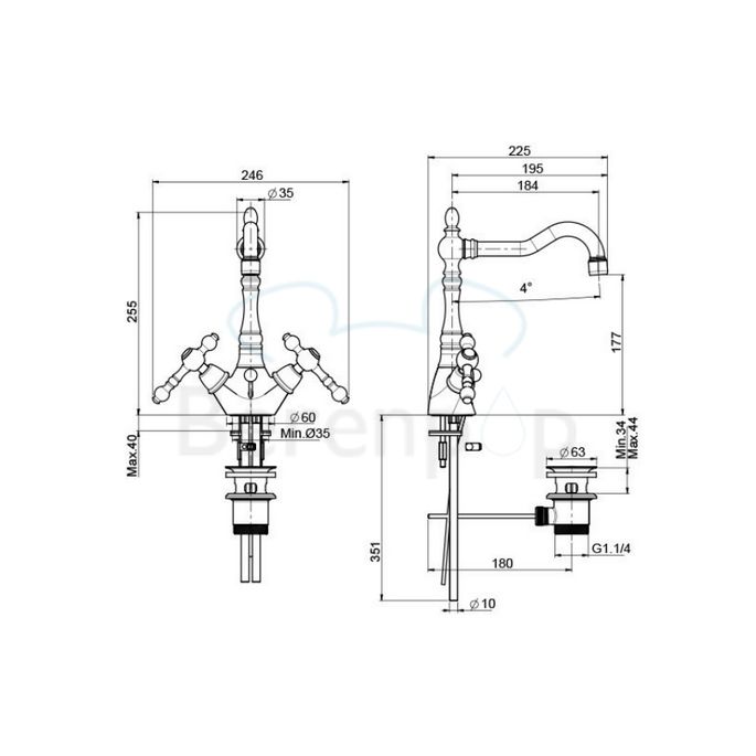 Fima Carlo Frattini Epoque F5061SN basin mixer 2 handle brushed nickel