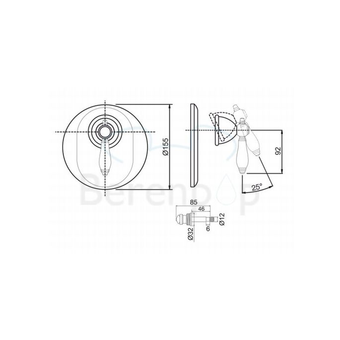 Fima Carlo Frattini Herend F5409X2BR concealed bath/shower valve 1-lever with 2 way diverter (2 outputs) bronze