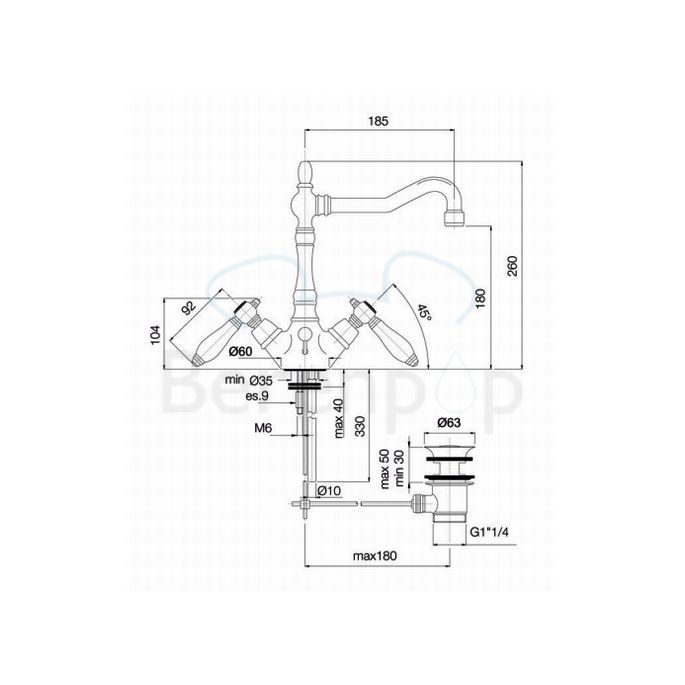 Fima Carlo Frattini Herend F5411BR wastafelkraan 2-greeps brons