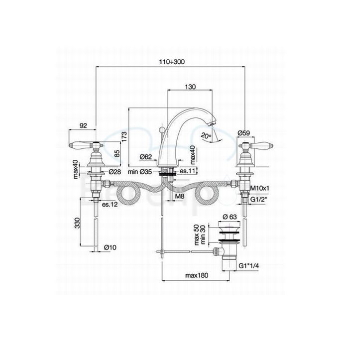 Fima Carlo Frattini Herend F5421BR 3-gats wastafelkraan 2-greeps brons