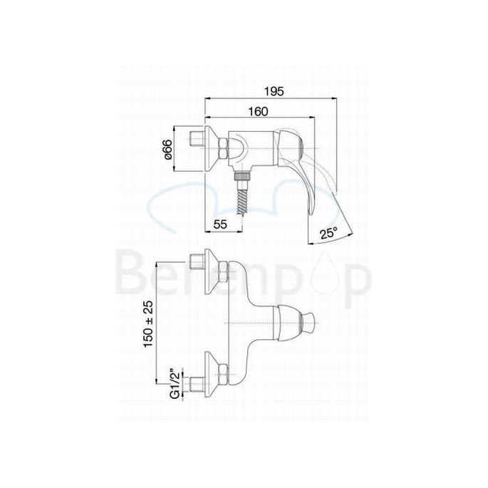 Fima Carlo Frattini Lamp F33051SN surface mounted shower mixer 1 handle brushed nickel