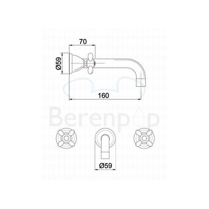 Fima Carlo Frattini Olivia F50015CR 3-Loch-Waschtischarmatur für die Wandmontage 2-Griff-Auslauf 16cm chrom