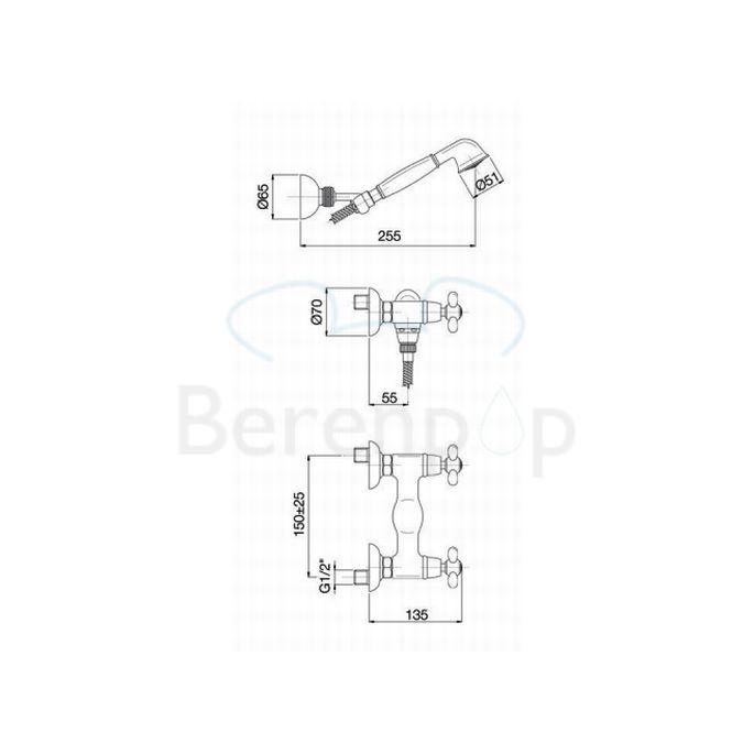 Fima Carlo Frattini Olivia F5005CR surface mounted shower mixer 2 handle with garnish chrome