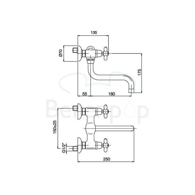 Fima Carlo Frattini Olivia F5006CR wall mounted kitchen faucet 2 handle chrome