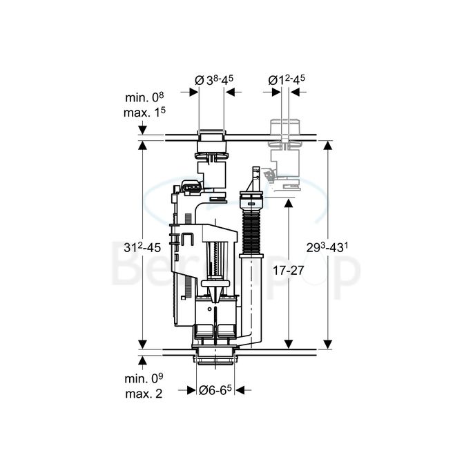 Geberit 283354KD1 Type 590-380 flush mechanism with float valve *no longer available*