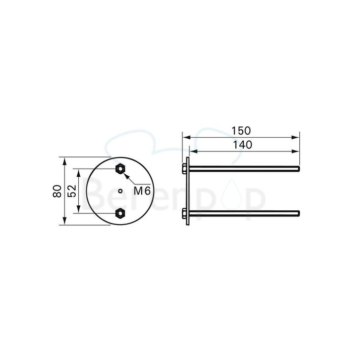 Handicare (Linido) LI0126503402 contraplaat t.b.v. wandbeugels RVS gecoat wit (per stuk)